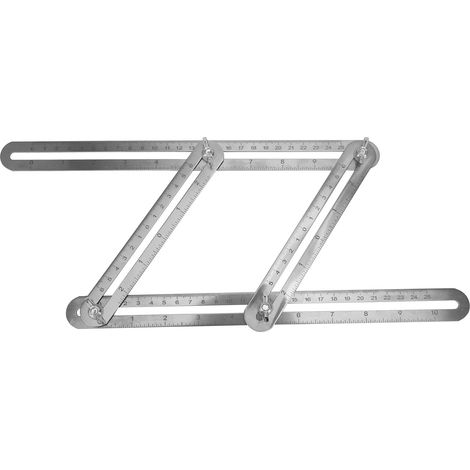 Règle de mesure pliante à quatre côtés en acier inoxydable, gabarit multi-angles (1/5)