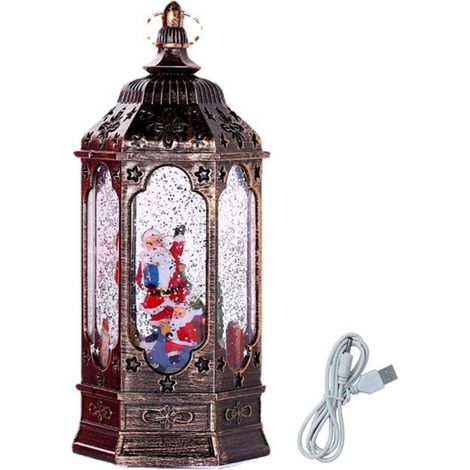 Lanterne à Neige Musicale Rotative avec Paillettes pour Arbre de Noël Décoration de Fêtes (1/4)