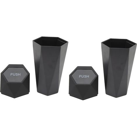 Lot de 2 Poubelle Voiture avec Couvercle Imperméable Décorative Automobile Portable Corbeille Automatique Noire (1/5)