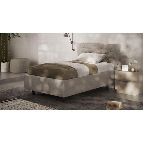 Letto contenitore 122x200 con rete inclusa – Design minimale e funzionale - BERGEN Tortora (1/2)