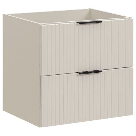 Möbel unter Waschbecken NOXERA – 60 cm – 2 Schubladen – Matt Beige – Modernes hängendes Möbel