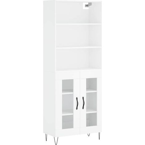 Buffet haut Meuble de rangement Blanc 69,5x34x180 cm Bois d'ingénierie (1/5)