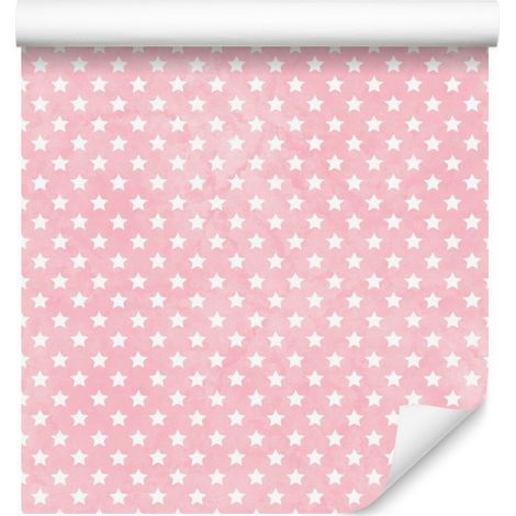 Papier peint Étoiles corail et rose poudré pour salon et chambre 50x1000 cm (1/5)