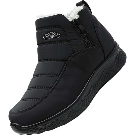 Zapatos casuales de moda para parejas, zapatos de invierno de algodón para hombre, zapatos de trabajo de invierno acolchados y cálidos para mujer, color negro, talla EU 40 (1/5)