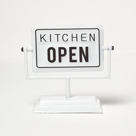 HOMESCAPES Vintage Iron Kitchen Open and Closed Sign Stand (1/5)