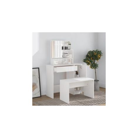 Ensemble de coiffeuse Blanc brillant 86,5x35x136 (1/5)