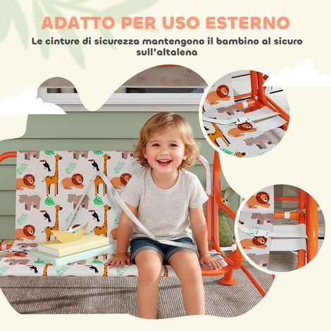 Balancelle enfant jardin 2 places 112x75x120cm Orange (1/5)