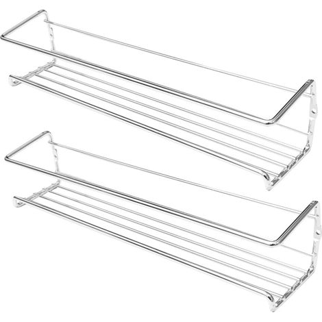 2pièces Étagère à Épices Murale Lot De Porte-condiments Acier Inoxydable Étagère De Rangement Pour Cuisine Argenté (1/5)