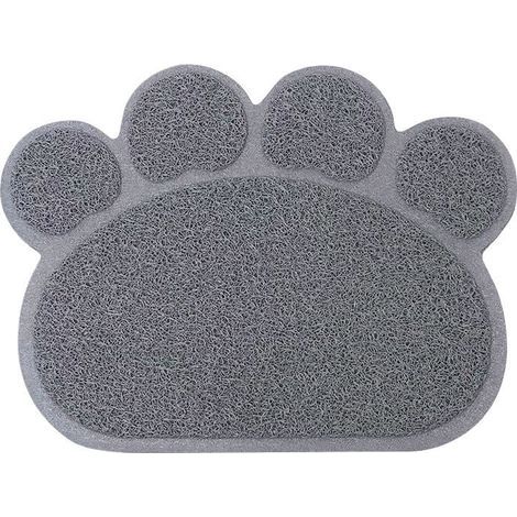 Tapis Litière Pour Chats, Haute Qualité Bac À Litière Pour Chats Grande, Matériel de Pvc, Forme de Patte de Chat Mignon, Imperméable et Durable, Facile À Nettoyer, Antidérapant, Gris, 40 cm × 30 cm (1/5)