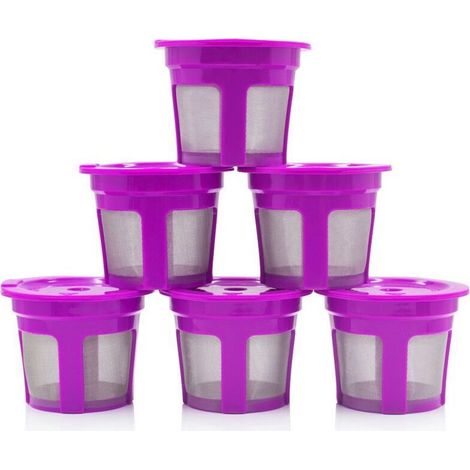 Lot de 6 rechargeables réutilisable K-Cup filtre à café Pod, compatible avec cafetières Keurig 2.0 K200, K300, K400, K500, K600 Série（Violet） (1/5)