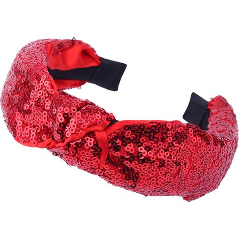 Headband - Sequin Knotted Elastic Hair Band - For Yoga Dance Party Wedding - 12 Colors - Pack Of 1 (1/5)