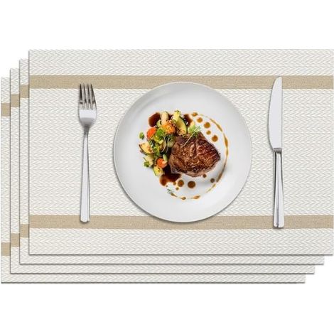 Tovagliette lavabili, set da 4 pezzi in PVC resistente al calore, antiscivolo, ideali per le cucine delle feste di Natale. - Posate non incluse.