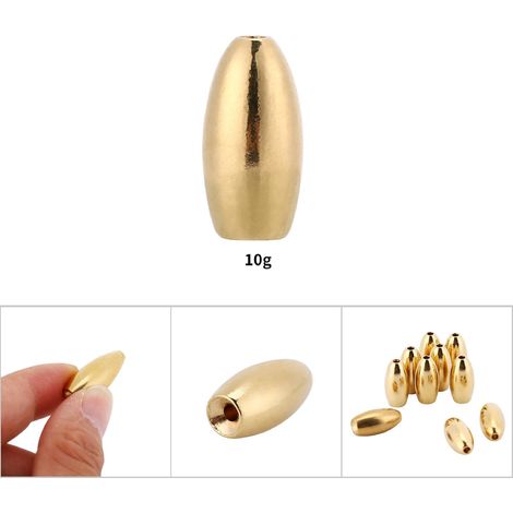 10 Poids de Pêche en Cuivre Résistant à la Corrosion, Plombs pour Pêche (10g) - Accessoires de Pêche (1/5)