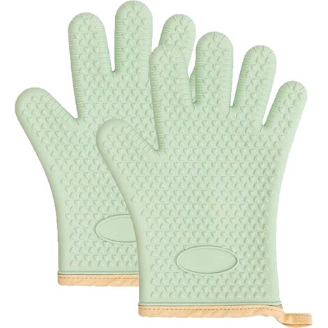Gants De Four En Silicone - Résistants À La Chaleur Jusqu'à 260 °C - Pour Barbecue Four Micro-ondes Et Cuisinière - Taille Unique - Lot De 2 (1/5)