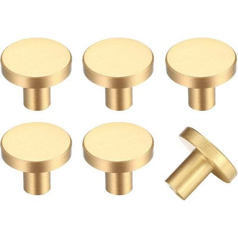 Gold - 6 pcs drawer knobs, furniture knobs, round cabinet knobs, gold-plated brass drawer knobs, kitchen door handles - 20 25 mm