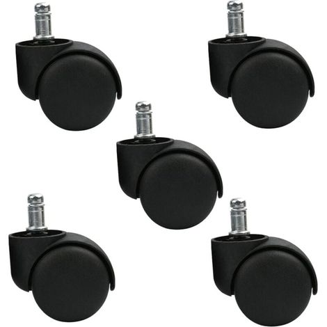 Set of 5 swivel casters for stools or office chairs - Black - YMYNY Silent Wheels