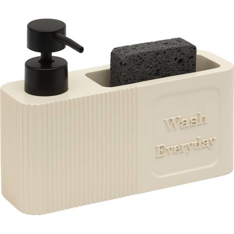 Dispenser per sapone terra rettangolare da 250 ml, beige - 5five (1/4)