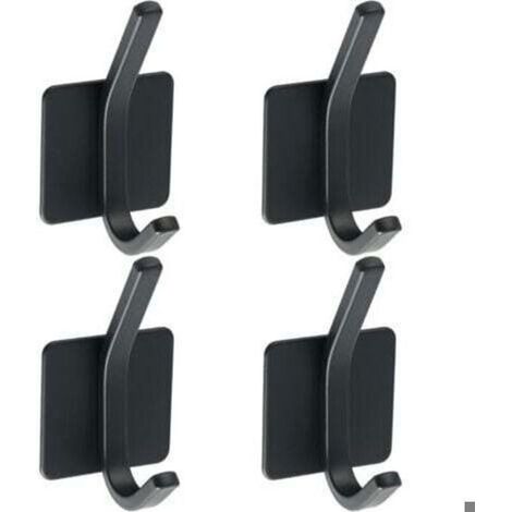 4 Pcs Crochet Adhésif Patère Murale Adhésive en Acier Inoxydable SUS 304 Porte Manteau Mural Noir Porte Serviette pour Salle de Ba
