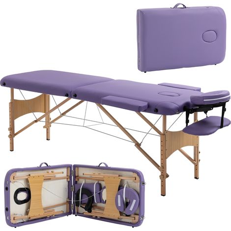 Camilla Plegable con Altura Ajustable 67-92cm para Uso Profesional de Belleza Acupuntura y Fisioterapia 210x81cm Púrpura (1/5)