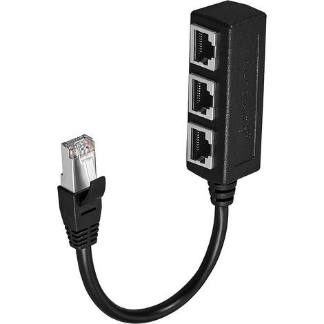 Câble Répartiteur Ethernet RJ45 - 1 Entrée Mâle vers 3 Sorties Femelles - Compatible Cat5 Cat5e Cat6 Cat7 - Pour Réseau Local LAN - 1 Pièce (1/5)