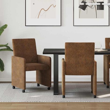 Esszimmerstühle mit Rollen 2 pcs Braun 57 x 66 x 94 cm