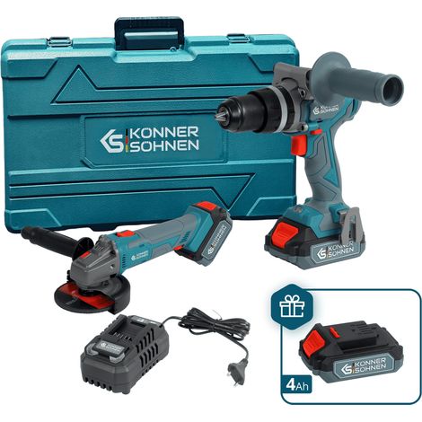 Pack d'outils électroportatifs sans fil Könner & Söhnen KS IDAGB 20V SET 1 PLUS, Perceuse, Meuleuse d'angle, 20V Li-Ion (1/5)