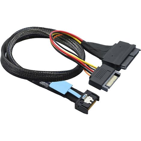 Câble adaptateur Gen5 MCIO Slimline SFF-8654 4I vers SAS 8639 U.2 + câble convertisseur d'alimentation SATA 15 broches C (1/5)