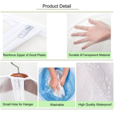 Housses de Vêtements, Anti Poussière Etanche Mite Humidité,Housses de Protection Zip Semi Transparentes pour Chemise (1/4)