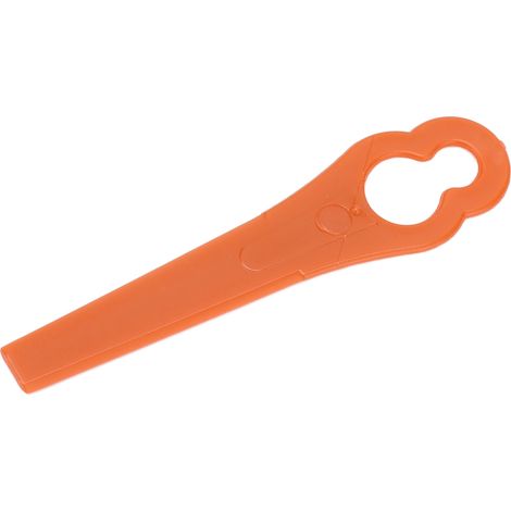 Lot de 100 lames de rechange en plastique pour débroussailleuse, longueur 80 mm, diamètre du trou 11 x 7 mm, couleur orange. (1/5)