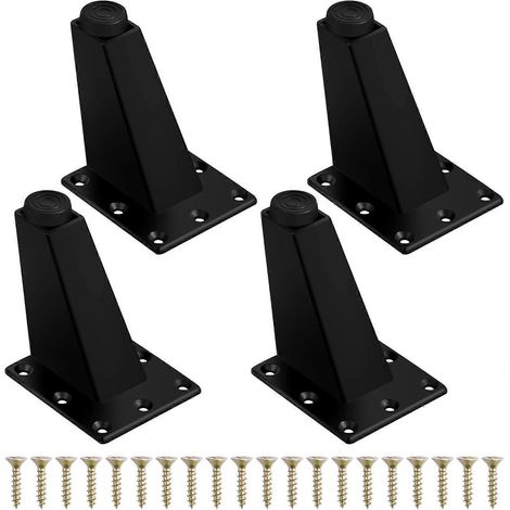Verstellbare Möbelfüße (4 Stück), 75 mm/2,9 Zoll, verstellbare Stuhlfüße, robuste Ersatzfüße aus Metall, rutschfest, mit Schrauben für Sofas (4-Sitzer), schwarz