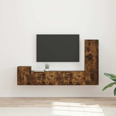 vidaXL Ensemble meuble TV 4 pcs Chêne fumé Bois d'ingénierie