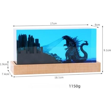 Veilleuse Godzilla en résine époxy, lampe de chevet décorative, veilleuse USB, lampe de table monstre, convient aux chambres et aux salons. (1/4)