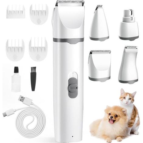 Tondeuse pour animaux Professionnelle - Silencieuse - Rechargeable USB - 4 Peignes (1/5)
