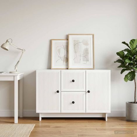 Buffet 2 tiroirs et 2 portes blanc brillant en bois d’ingénierie 89 x 34,5 x 60 cm - PANGIVO (1/5)