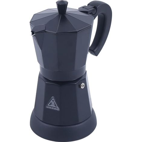 Cafetières Cafetiere Italienne Machine a Cafe Italienne Électrique Grande Préparation d'Espresso Italien Cafetière Expresso Pot Moka, Aluminium, Noir, 6 Tasses (300 Ml) (1/5)