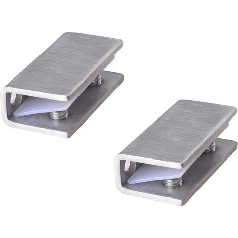 Lot de 2 Fixations porte douche verre Acier inoxydable 8-12 mm Clips mural (1/5)