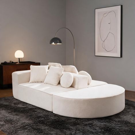 Canapé modulaire en tissu blanc sans montage 263 x 171 x 66 cm (1/5)