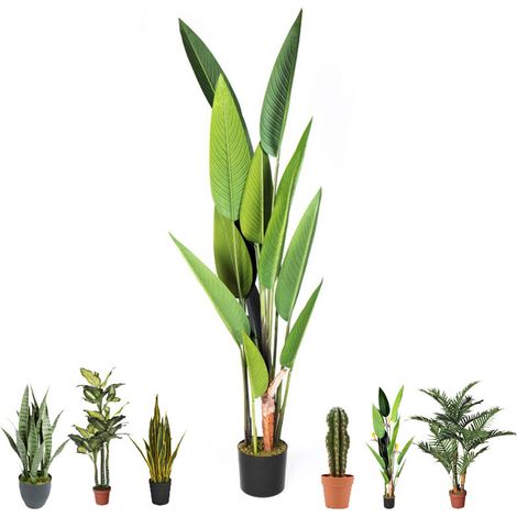 Plante Artificielle Oiseau de paradis 188cm avec pot Plantes en plastique pour la décoration de jardin intérieur et extérieur (1/2)
