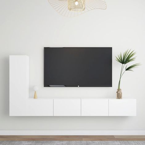 FIMEI Ensemble de meuble TV 3 pcs Blanc Aggloméré (1/5)
