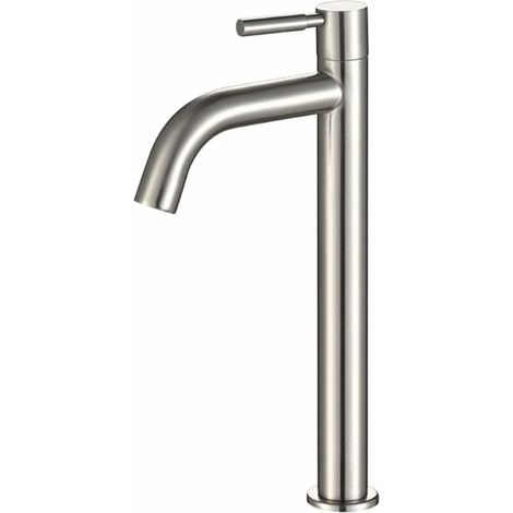 Robinet Lavabo - Robinet Eau Froide - Levier Unique en Acier Inoxydable - Hauteur Totale 30 cm - Pour Lavabo Salle de Bain (1/5)