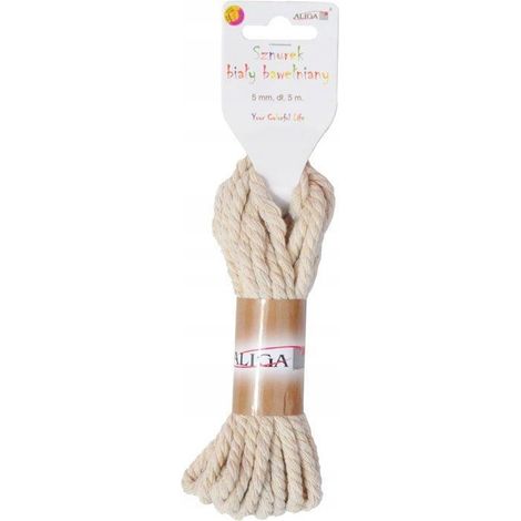Ficelle de coton blanc 5 mm x 5 m