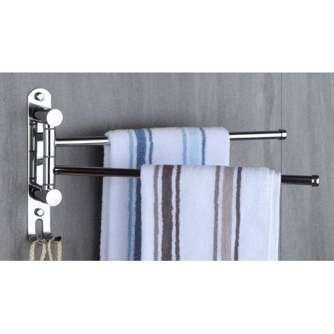 Porte-Serviettes Salle de Bain avec 2 Barres 180°Rotatives Sèche-Serviettes en Acier Inoxydable SUS304 Porte Serviette Murale pour Cuisine Lavabo (1/5)