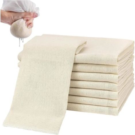 10 Pièces Etamine Alimentaire, 50×50cm Étamine Confiture Filtrants en Tissu Coton, Non Blanchi Cheese Cloth Filtre Tissu Étamine-Ywey (1/4)