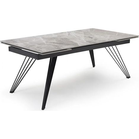 Table extensible 160/240 cm céramique gris marbré pied filaire - DAKOTA 01 (1/5)