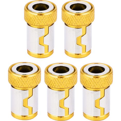 Magnetischer Schraubendreher-Bit-Ring, verhindert Abrutschen, rot und gelb, Aluminiumlegierung, 5 Stück (GELB).