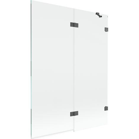 Mexen Lunar paroi de baignoire 2 volets droite 130 x 150 cm, transparent, gris canon brossé - 897-130-100-66-00-P (1/5)