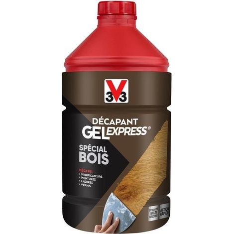 V33 – Décapant gel pour bois dur 2 l – Application facile sans coulure – Efficace sur peinture et vernis – Temps d'action 5 à 30 min (1/3)