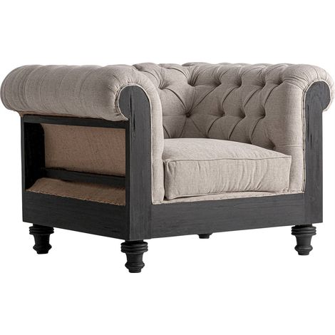 Fauteuil capitonné beige et noir - beige et noir (1/5)