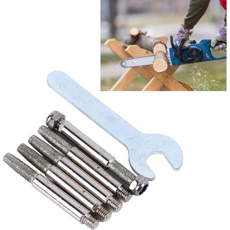 Set aus 5 hochharten Schleifsteinen und Bohrern für elektrische Kettensägen, geeignet zum Schärfen von Schmuck und Edelsteinen sowie für kleine Kettensägen (325er Ketten und große 8er Ketten). (1/5)