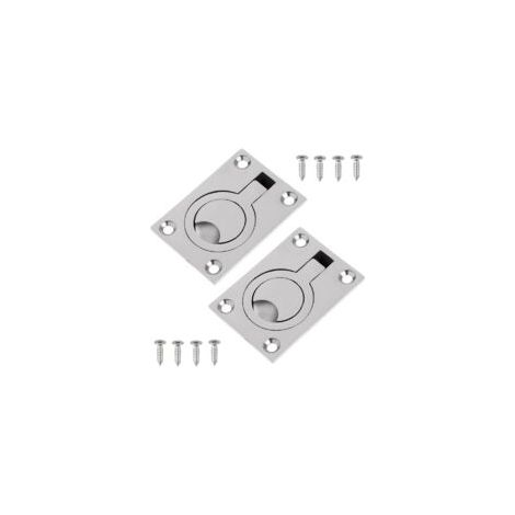 2er-Pack Bootsbodenverriegelung, Edelstahl-Ringzuggriff, Decksluke für Boote, Beiboote, Yachten usw., Marinezubehör, 62 x 44 mm – Crezuo